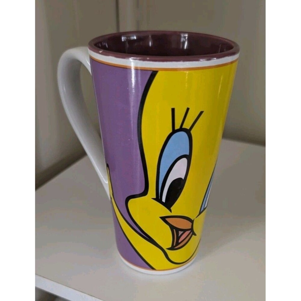 2000 Looney Tunes Tweety Bird Face Tall Gibson Coffee Mug Warner Bros Cup